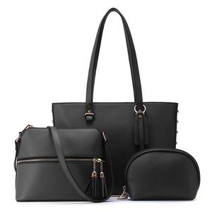 Handbags For Women 3 In 1 Black Fashion Tote Shoulder Bags Joseko